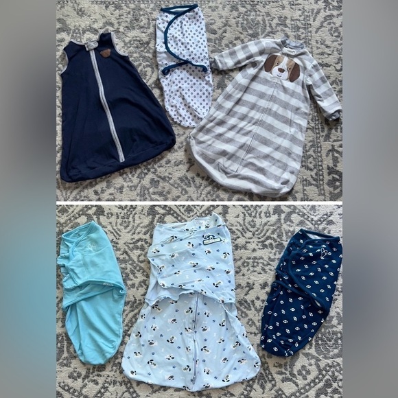 6 Piece Baby Boy Swaddle Bundle 0-3M - Picture 1 of 15